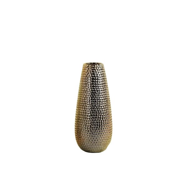 Urban Trends Collection Ceramic Round Vase Dimpled Polished Chrome  Gold Small 25052